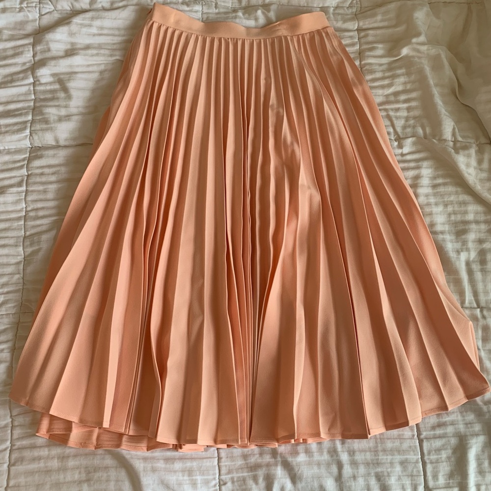 Peach Pleated Midi Skirt